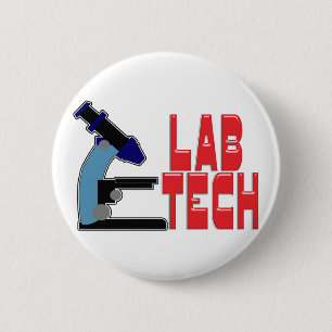 Badge Rond 5 Cm LABORATOIRE TECH avec le MICROSCOPE
