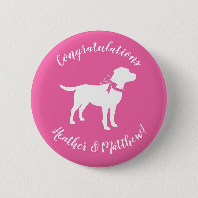 Badge Rond 5 Cm Labrador Chien Baby shower Rose Girl Lab (Devant)
