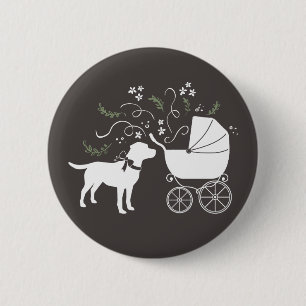 Badge Rond 5 Cm Labrador Dog Theme Baby Shower Gender Neutral