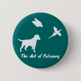 Badge Rond 5 Cm Labrador et fauconnerie