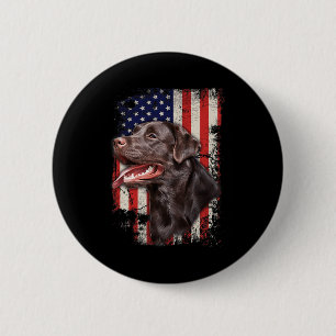 Badge Rond 5 Cm Labrador Labs Drapeau Américain Patriotique 4 Juil