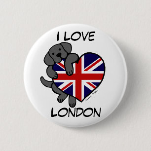 Badge Rond 5 Cm Labrador noir et bande dessinée du coeur 2 de