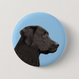 Badge Rond 5 Cm Labrador Retriever Black Peinture Original Chien A