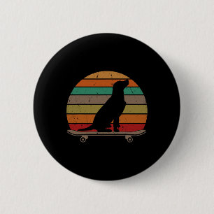 Badge Rond 5 Cm Labrador Retriever Chien Sur Skateboard Drôle De S