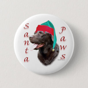 Badge Rond 5 Cm Labrador Retriever (choc) Père Noël Paws
