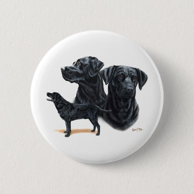 Badge Rond 5 Cm Labrador retriever noir (Devant)