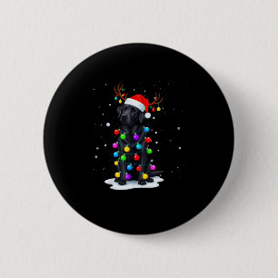 Badge Rond 5 Cm Labrador Retriever noir lumières de Noël drôles de