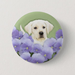 Badge Rond 5 Cm Labrador Retriever Puppy Painting Original Chien A