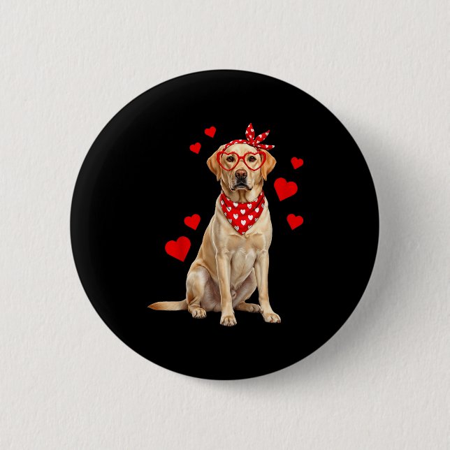 Badge Rond 5 Cm Labrador Retriever Valentines Day Dog Lover Heart  (Devant)