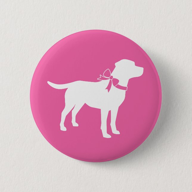 Badge Rond 5 Cm Labrador Theme Chien Baby shower Pink Lab (Devant)