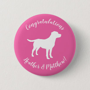 Badge Rond 5 Cm Labrador Theme Chien Baby shower Pink Lab