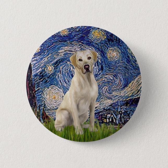 Badge Rond 5 Cm Labrador (Y7) - Nuit étoilée (Devant)