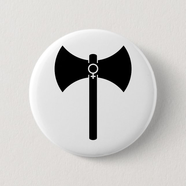 Badge Rond 5 Cm Labrys noir (Devant)