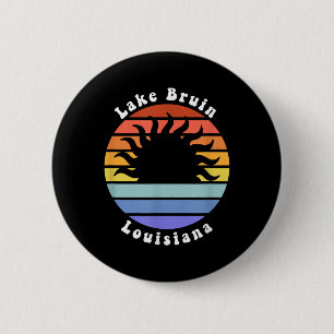 Badge Rond 5 Cm Lac Bruin Louisiane La Lever de soleil Souvenir de