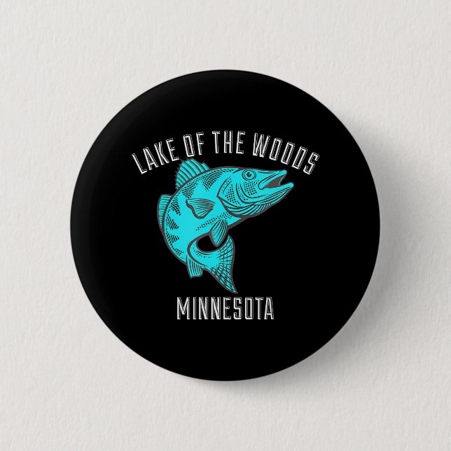 Badge Rond 5 Cm Lac des Bois Minnesota Walleye Fishing (Devant)