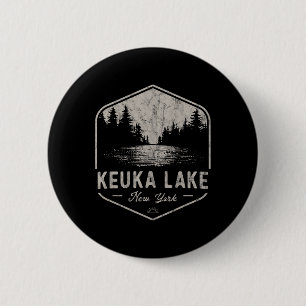 Badge Rond 5 Cm Lac Keuka New York Extérieur Vintage