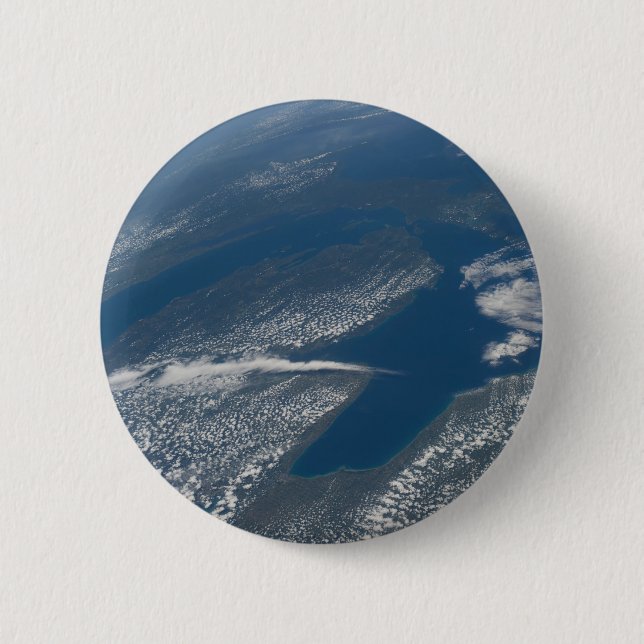 Badge Rond 5 Cm Lac Michigan, Lac Huron Et État Du Michigan. (Devant)