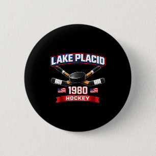 Badge Rond 5 Cm Lac placid 1980 hockey vintage puck usa new york