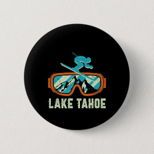 Badge Rond 5 Cm Lac Tahoe Californie Ski Vintage Rétro Et Sno