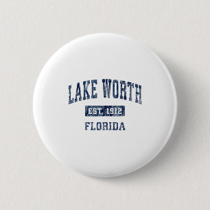 Badge Rond 5 Cm Lac Worth Floride Fl Vintage Sports Établi D