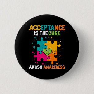 Badge Rond 5 Cm L'Acceptation Est La Sensibilisation sur l'autisme