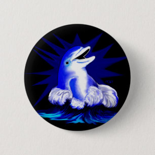 Badge Rond 5 Cm Lachender Delfin