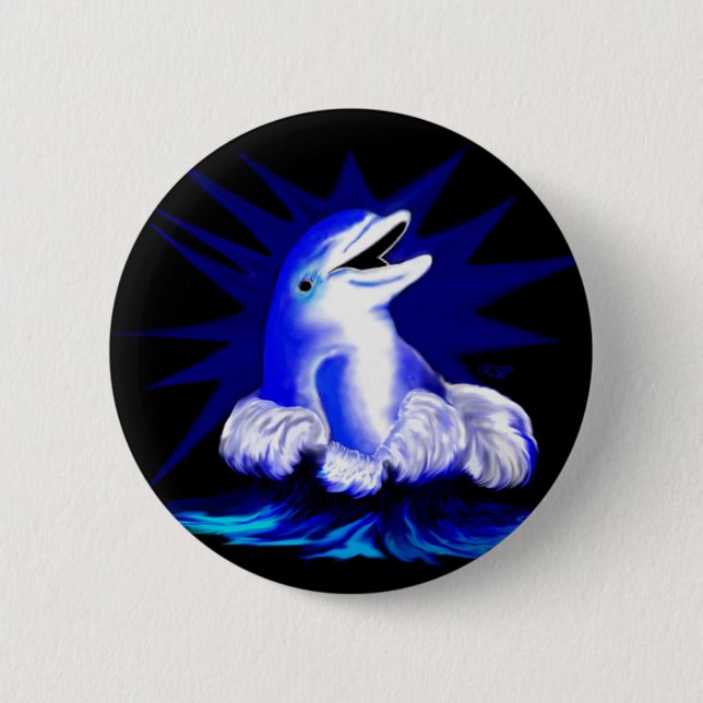 Badge Rond 5 Cm Lachender Delfin (Devant)