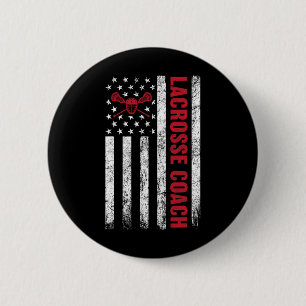 Badge Rond 5 Cm Lacrosse Coach Américain Drapeau Lax Lover Lacross