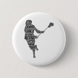 Badge Rond 5 Cm Lacrosse Joueur Jeunes Enfants Hommes Garçons
