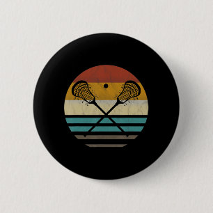 Badge Rond 5 Cm Lacrosse Vintage Retro Lacrosse Stick Sun Cadeau