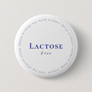 Badge Rond 5 Cm Lactose-Free Request Badge, White - Navy