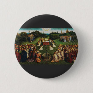 Badge Rond 5 Cm L'Adoration de l'Agneau mystique de Jan van Eyck