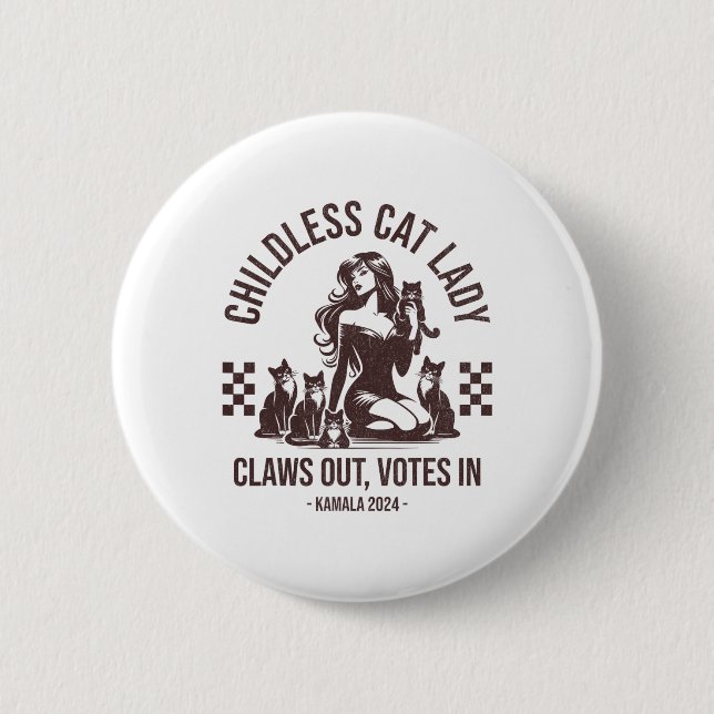 Badge Rond 5 Cm Lady chatte sans enfant (Devant)