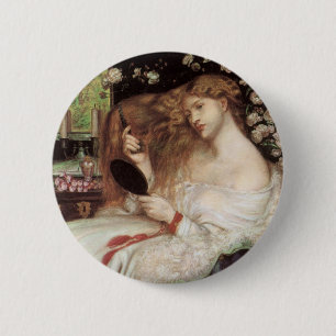Badge Rond 5 Cm Lady Lilith par Rossetti, Portrait victorien antiq