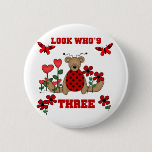 Badge Rond 5 Cm Ladybug Bear 3e maillots d'anniversaire