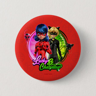 Badge Rond 5 Cm Ladybug & Cat Noir | Lucky & Charming