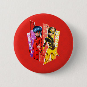 Badge Rond 5 Cm Ladybug et Vesperia Graphic