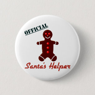 Badge Rond 5 Cm L'aide de Père Noël