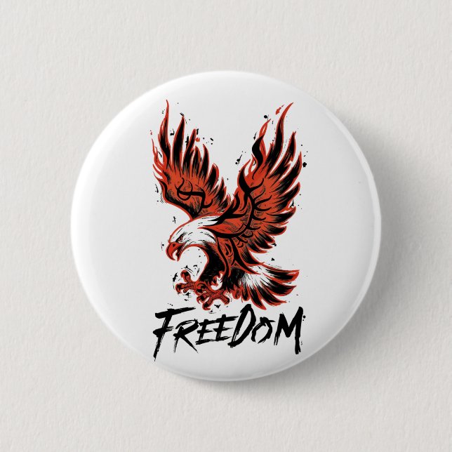 Badge Rond 5 Cm L'aigle étend ses ailes à la liberté d'express (Devant)