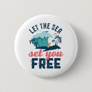 Badge Rond 5 Cm Laissez La Mer Vous Libérer Vintage Retro Été Plag