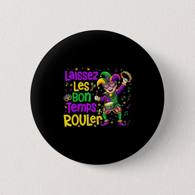 Badge Rond 5 Cm Laissez Les Bon Temps Rouler Matching Mardi Gras P (Devant)