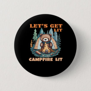 Badge Rond 5 Cm Laissons-nous ! Feu De Campement. Tent Camping Cla