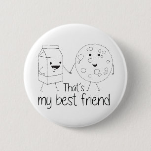 Badge Rond 5 Cm Lait et biscuits Meilleurs amis BFF Friendship Art