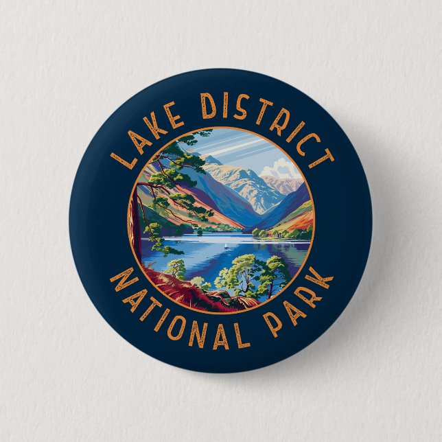 Badge Rond 5 Cm Lake District National Park England désorganisée (Devant)
