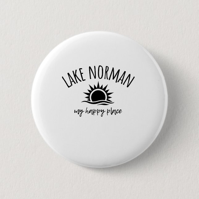 Badge Rond 5 Cm Lake Norman My Happy Place Nc Boating Fishing Camp (Devant)