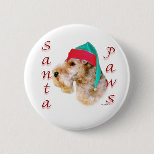Badge Rond 5 Cm Lakeland Terrier Père Noël Paws