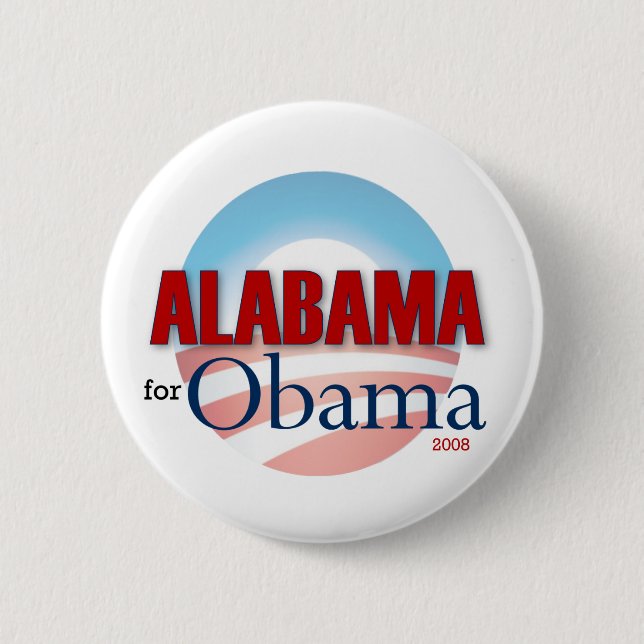 Badge Rond 5 Cm L'Alabama pour Obama (Devant)