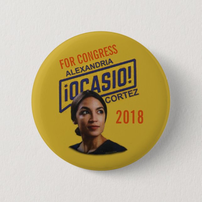 Badge Rond 5 Cm L'Alexandrie Ocasio Cortez (Devant)
