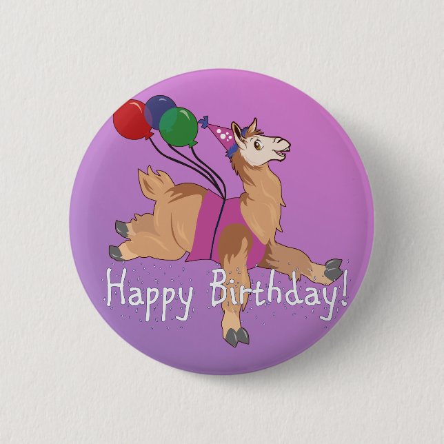 Badge Rond 5 Cm Lama de joyeux anniversaire ! (Devant)