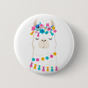 Badge Rond 5 Cm Lama floral mignon